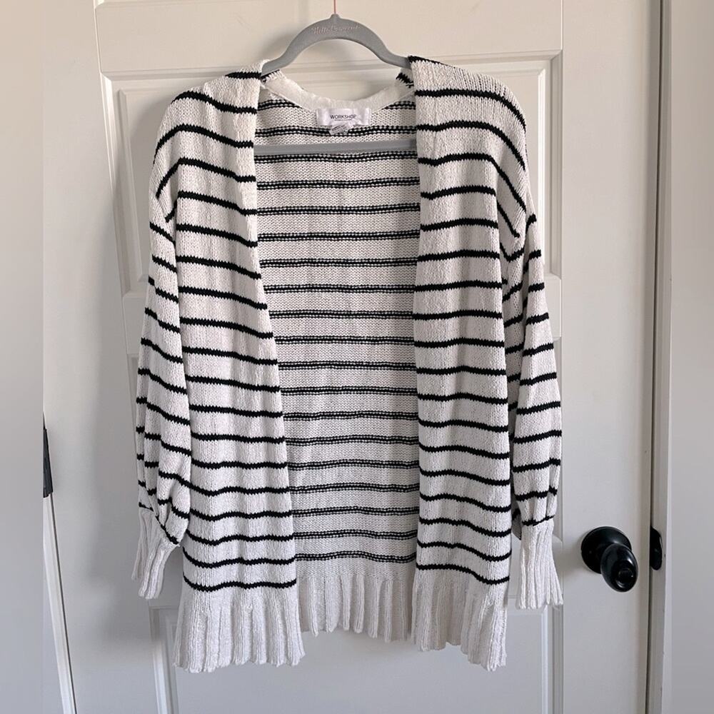 Workshop Black & White stripe cardigan sweater